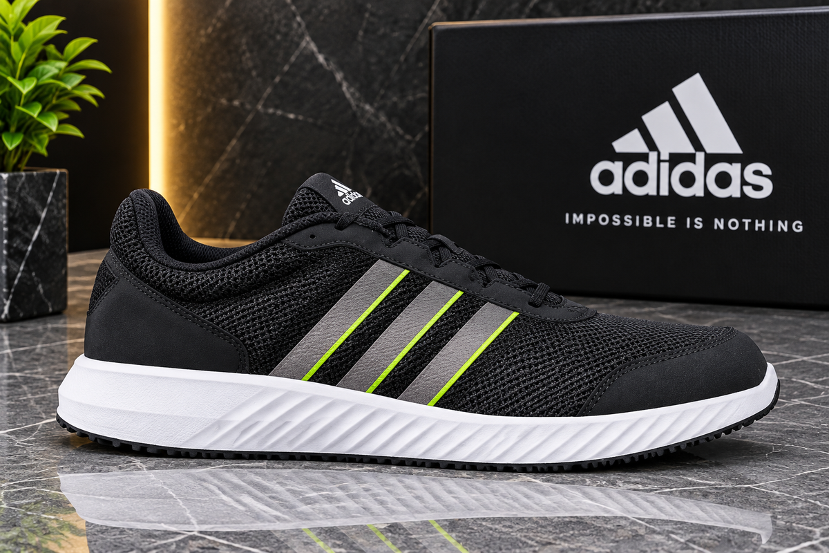 ADIDAS Men Black Woven Design Adi-Bounce Running Shoes