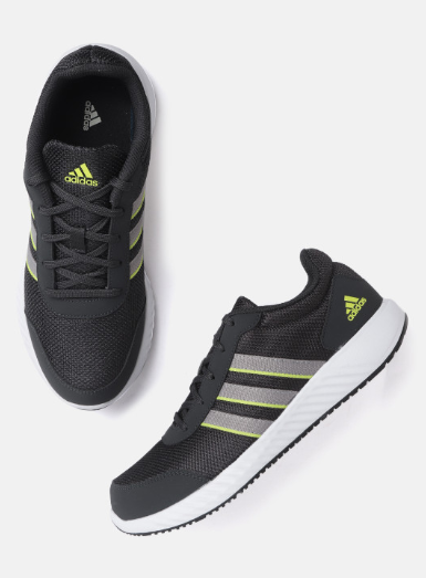 ADIDAS Men Black Woven Design Adi-Bounce Running Shoes