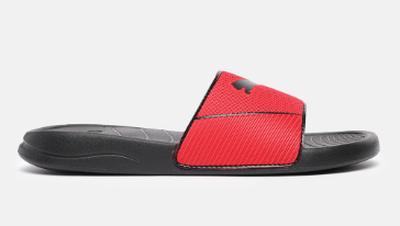 PUMA Unisex Red & Black Popcat 20 Shower Printed Sliders