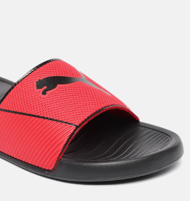 PUMA Unisex Red & Black Popcat 20 Shower Printed Sliders