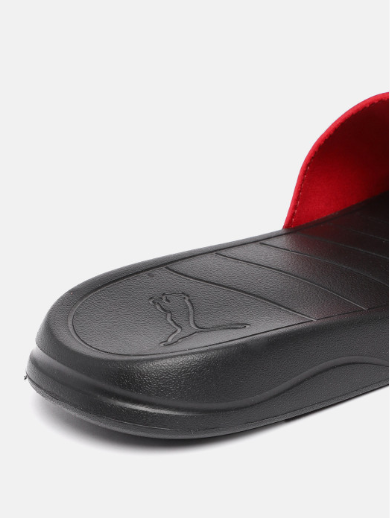 PUMA Unisex Red & Black Popcat 20 Shower Printed Sliders