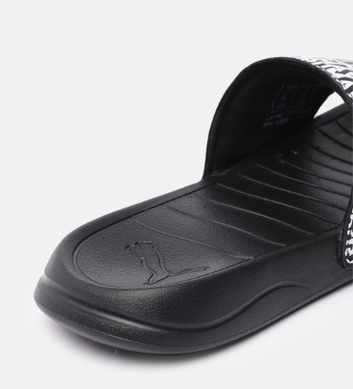 PUMA Black & White Printed Popcat 20 Sliders